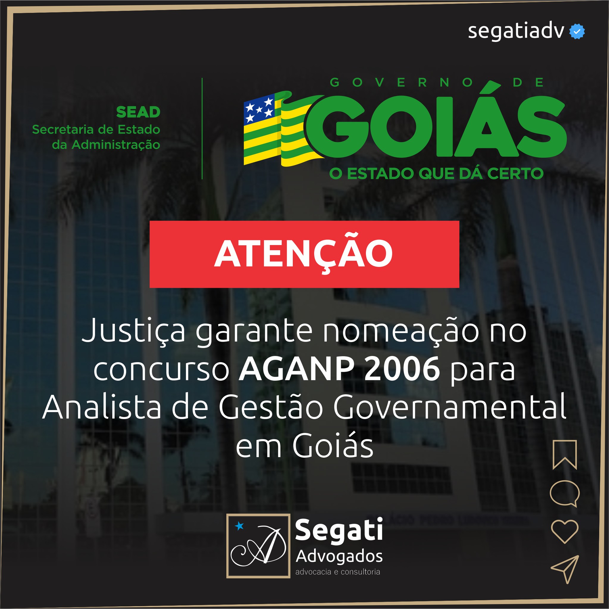 Justiça garante nomeação no concurso AGANP 2006 para Analista de Gestão Governamental em Goiás