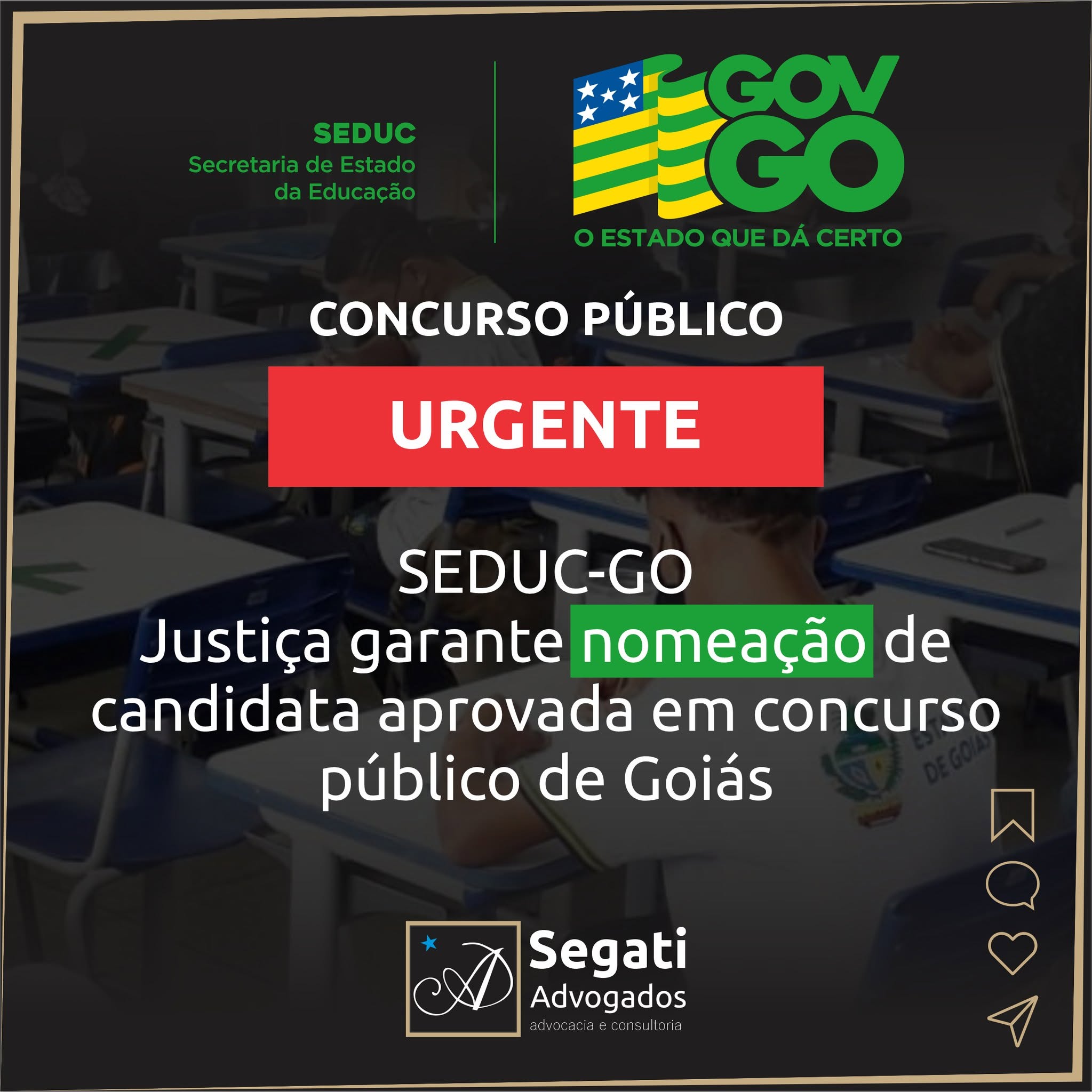 SEDUC-GO  Justiça garante nomeação de candidata aprovada em concurso público de Goiás