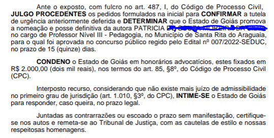 Sentença favorável